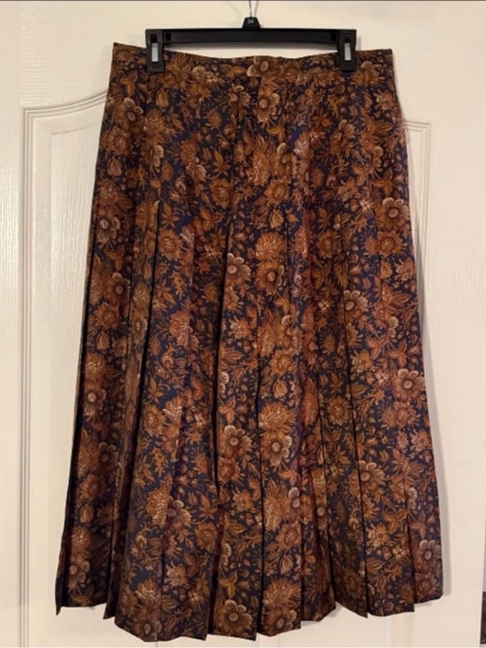 Vintage Freedberg for Nordstrom 100% silk pleated midi skirt floral women’s 12